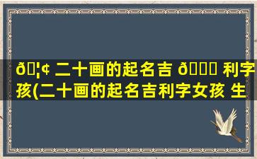 🦢 二十画的起名吉 🐕 利字女孩(二十画的起名吉利字女孩 生活无比幸福衣食无忧)